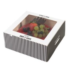 Kageæske 190x190x80 friskbagt med rude