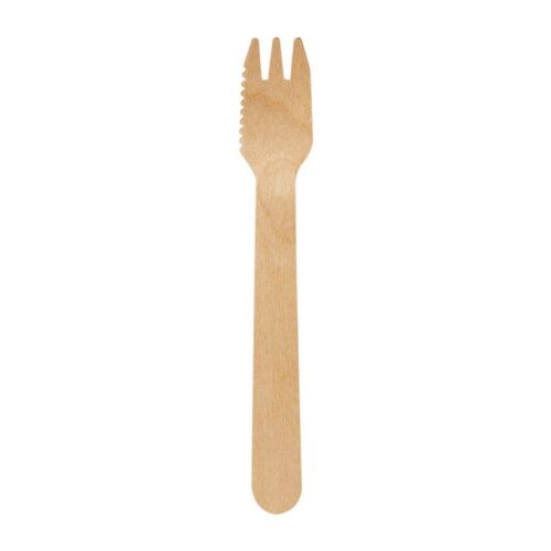Kagegaffel med skær træ 14 cm