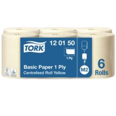 Håndklæderulle Tork Basic M2 midi 1-lag 300 m uden Hylse Uperforeret Gul