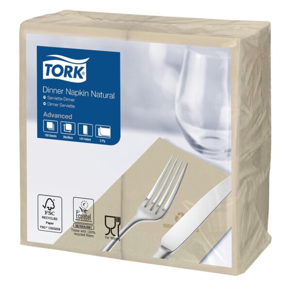 Serviet Tork 39x39 cm 2-lag 1/8-fold Natur