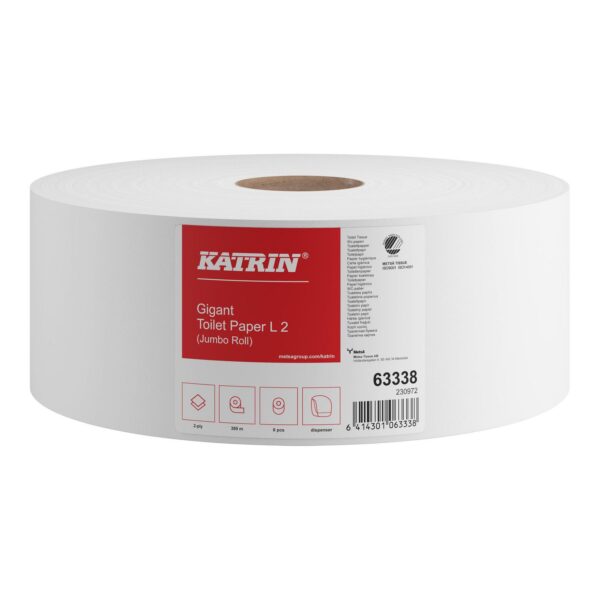 Toiletpapir Katrin Gigant Jumbo L 2-lags 380m Uperforeret