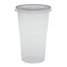 Låg, ABENA Gastro, Ø9,5cm, klar, RPET, fladt med kryds
