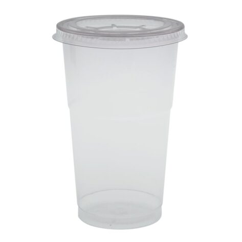 Låg, ABENA Gastro, Ø9,5cm, klar, RPET, fladt med kryds