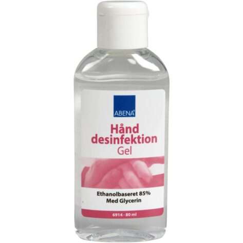 Hånddesinfektionsgel, ABENA, 80 ml, 85% alkohol, med glycerin, flaske med klaplåg