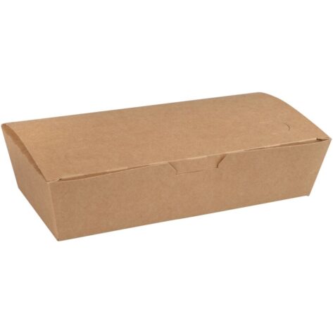 Takeaway boks, ABENA, 20x10x5cm, 1000 ml, brun, pap, med hængslet låg, udstandsning i låget, lille Takeaway boks, ABENA, 20x10x5cm, 1000 ml, brun, pap, med hængslet låg, udstandsning i låget, lille