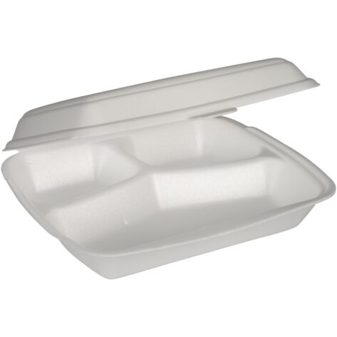 Termoboks, ABENA Gastro, 24x20x7cm, hvid, XPS, 3-rums, 400/120/100 ml, med hængslet låg Termoboks, ABENA Gastro, 24x20x7cm, hvid, XPS, 3-rums, 400/120/100 ml, med hængslet låg