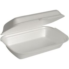 Burgerboks, ABENA Gastro, 16x24x7,5cm, 660 ml, hvid, XPS, 1-rums, med hængslet låg, aflang