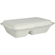Takeaway boks, ABENA Gastro, 25,09x16,2x6,32cm, 520 ml, hvid, sukkerrør, 2-rums, 200ml / 320ml, med hængslet låg
Indhold 200 ml + 320 ml