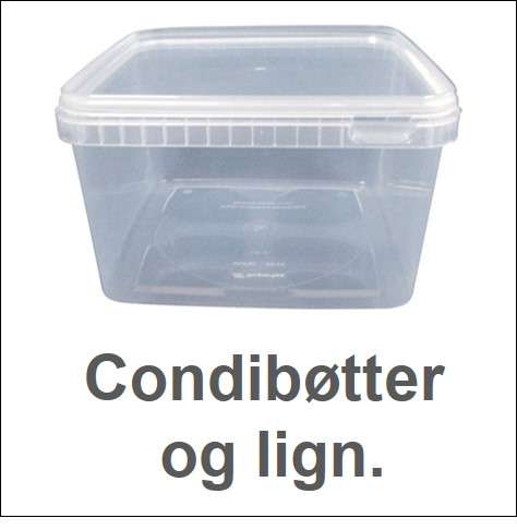 Condibøtter, sprøjteposer, fryseposer og lign.